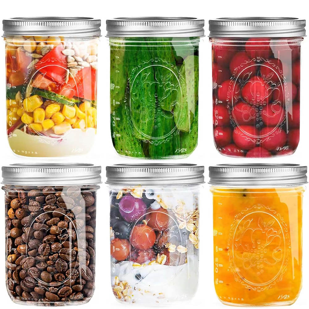 Food Storage Lid - 16oz Weithals-Einmachgläser mit Deckeln, Einmachgläser mit