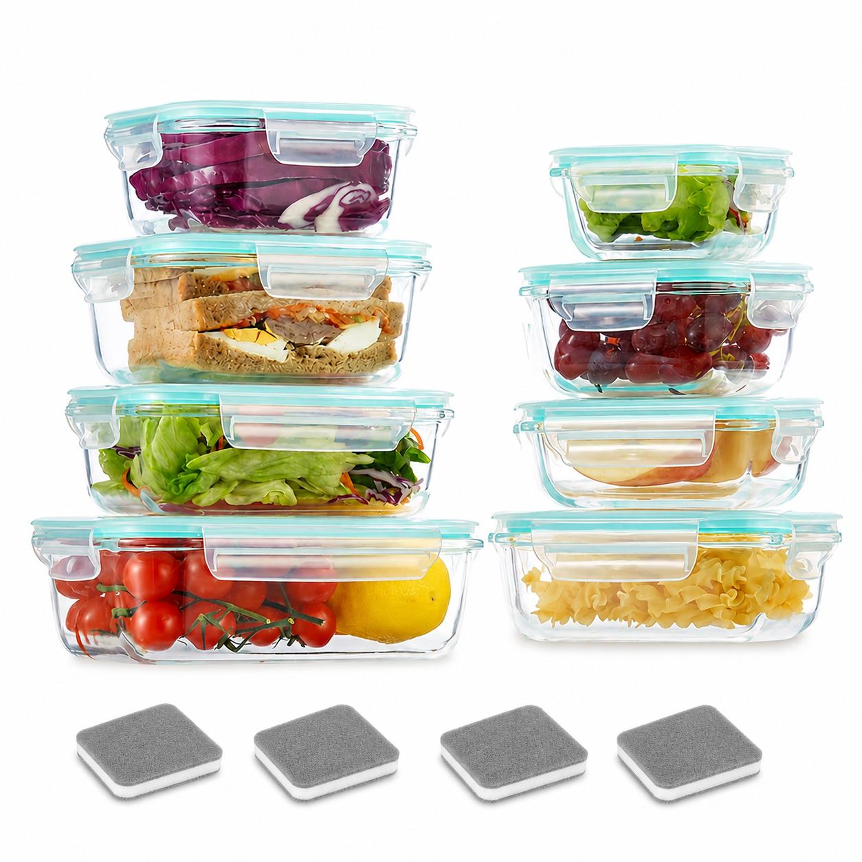 Food Storage With Glass Lids - 16 Stück Versiegelte Glas-Lebensmittelaufbewahrungsbehälter, Lunchboxen, für