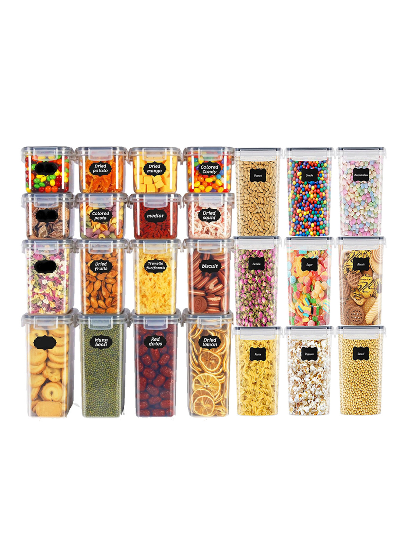 Food Storage Design - 48 Stück, Versiegelte Lebensmittelbehälter mit Deckeln,
