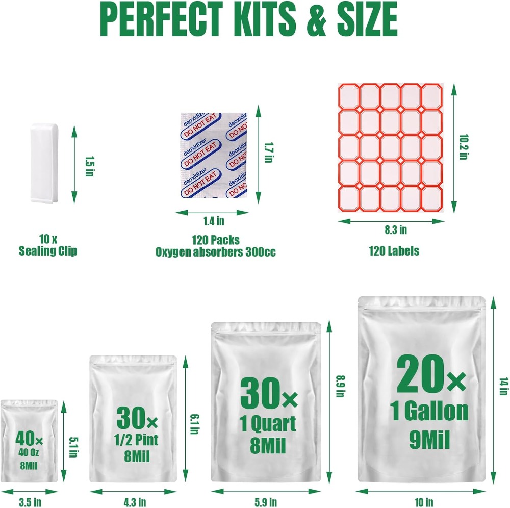 120 Mylar-Beutel zur Lebensmit – Food Storage Oxygen Absorbers Bewertung und Preis